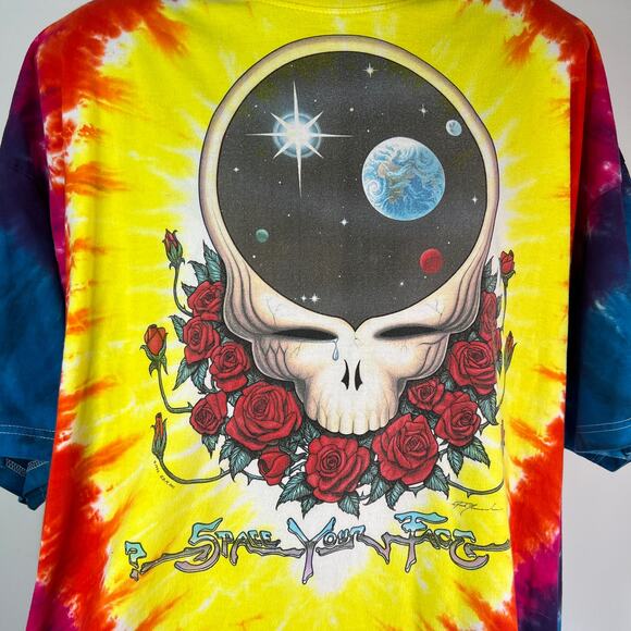 Vintage Grateful Dead Space Your Face Graphic Tie Dye Shirt Liquid Blue 1992 - Picture 2 of 11